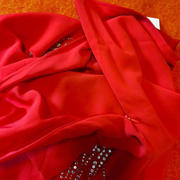 Zara red and crystals embellished draped long skirt NWT - Picture 9 of 12